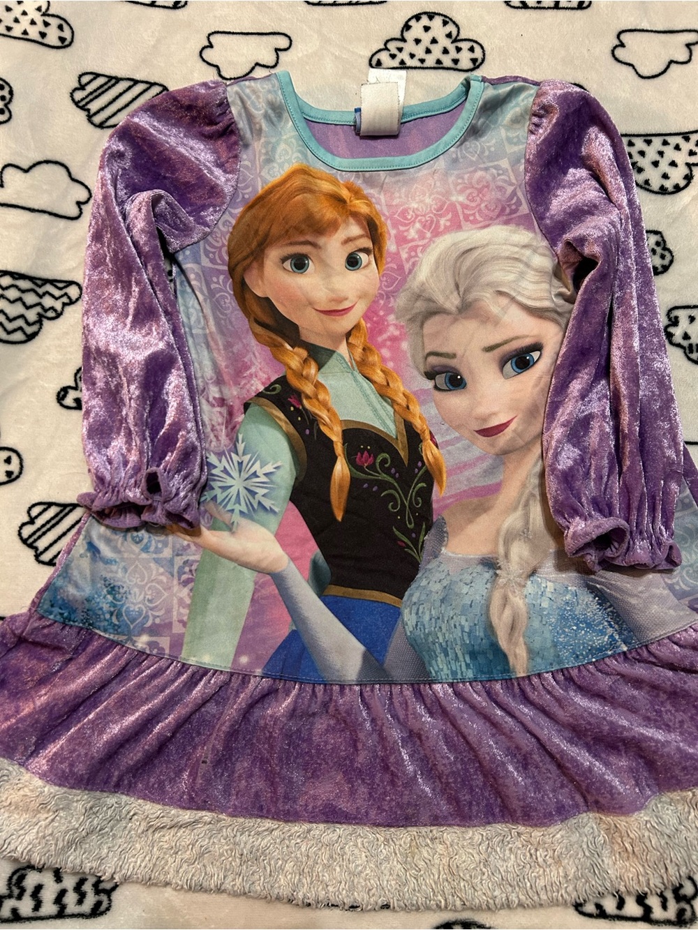 Disney Frozen Purple Pink Blue Nightgown with Anna & Elsa